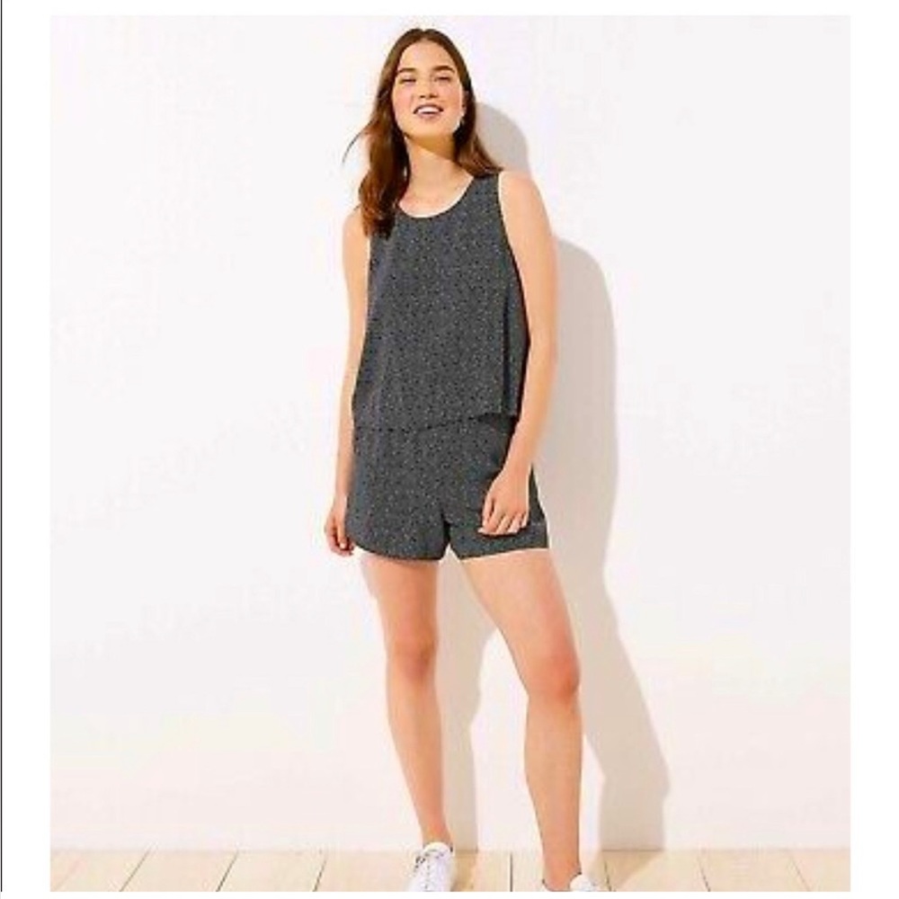 Loft Black White Polka Dot Open Back Romper Sz M Sleeveless Scoop Neck Pockets - Picture 5 of 16
